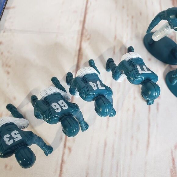 2002 Kaskey Lot of 10 Teal Green & White Mini Football Players Figures Toyes - Picture 5 of 8